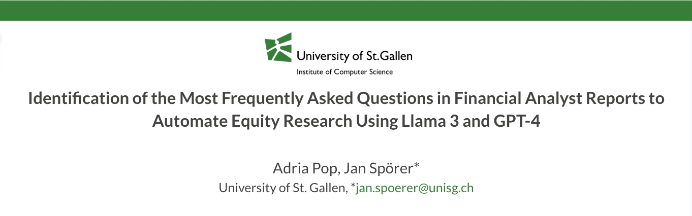 Identification of the Most Frequently Asked Questions in Financial Analyst Reports to Automate Equity Research Using Llama 3 and GPT-4